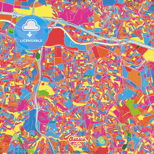 Osasco, Brazil Crazy Colorful Street Map Poster Template