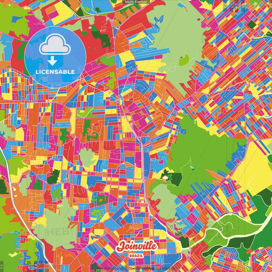 Joinville, Brazil Crazy Colorful Street Map Poster Template
