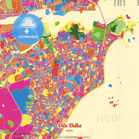 Vila Velha, Brazil Crazy Colorful Street Map Poster Template