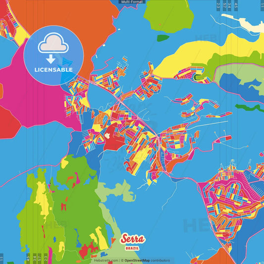 Serra, Brazil Crazy Colorful Street Map Poster Template