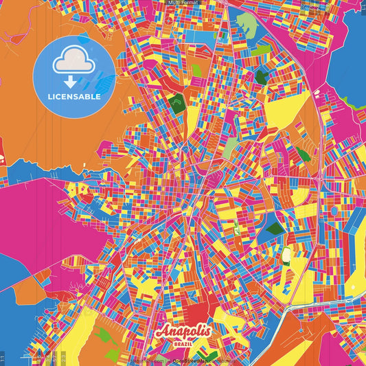 Anapolis, Brazil Crazy Colorful Street Map Poster Template