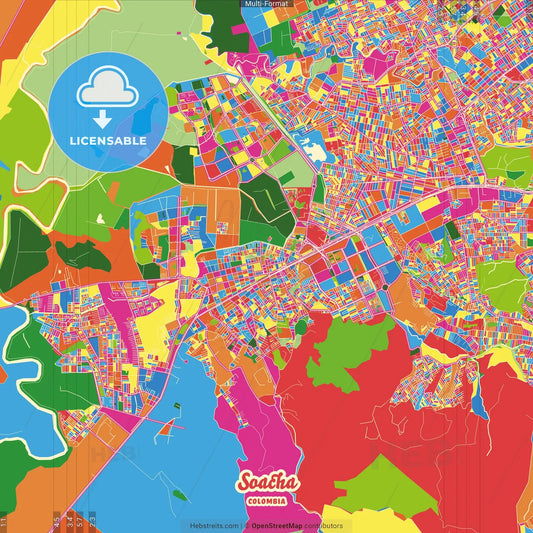 Soacha, Colombia Crazy Colorful Street Map Poster Template