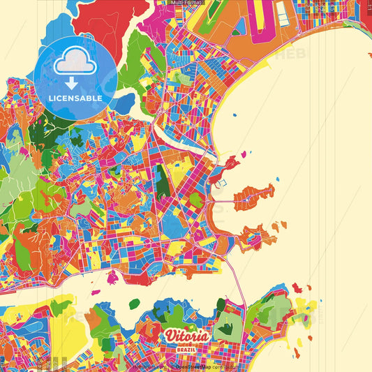 Vitoria, Brazil Crazy Colorful Street Map Poster Template
