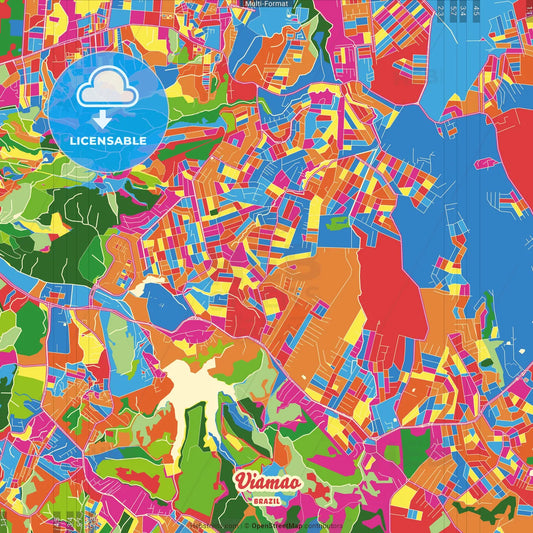 Viamao, Brazil Crazy Colorful Street Map Poster Template