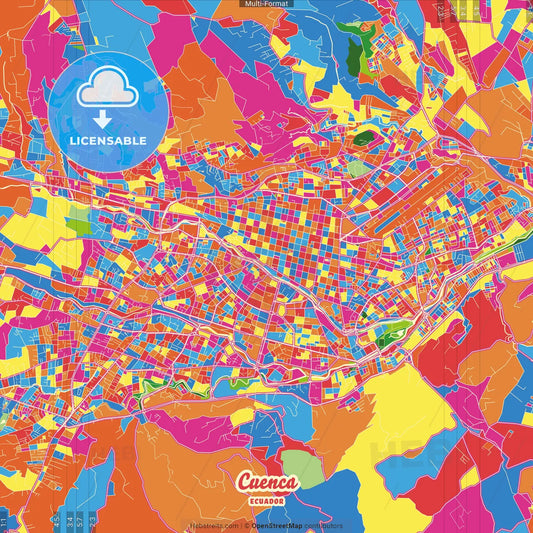 Cuenca, Ecuador Crazy Colorful Street Map Poster Template