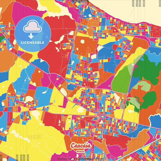 Caucaia, Brazil Crazy Colorful Street Map Poster Template