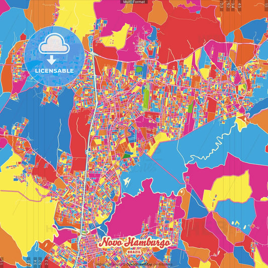 Novo Hamburgo, Brazil Crazy Colorful Street Map Poster Template