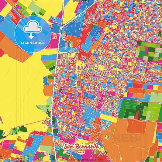 San Bernardo, Chile Crazy Colorful Street Map Poster Template
