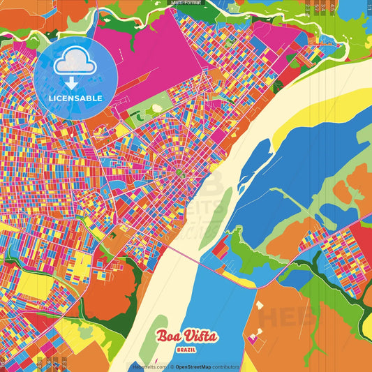Boa Vista, Brazil Crazy Colorful Street Map Poster Template