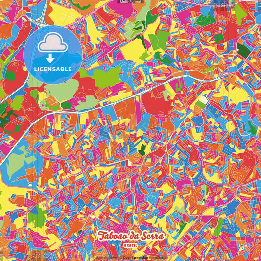 Taboao da Serra, Brazil Crazy Colorful Street Map Poster Template