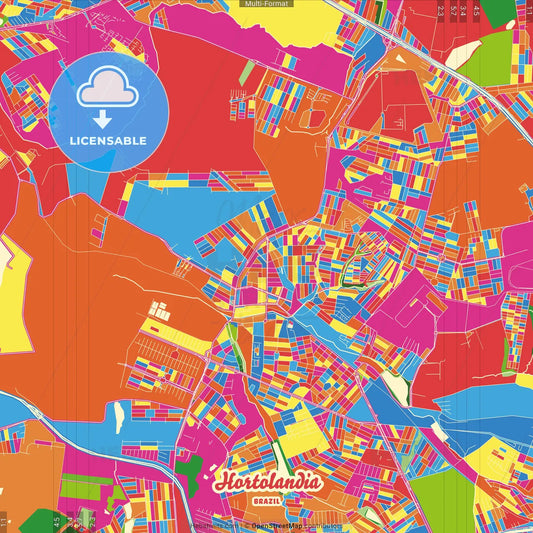 Hortolandia, Brazil Crazy Colorful Street Map Poster Template