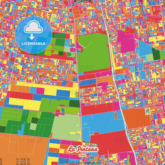 La Pintana, Chile Crazy Colorful Street Map Poster Template