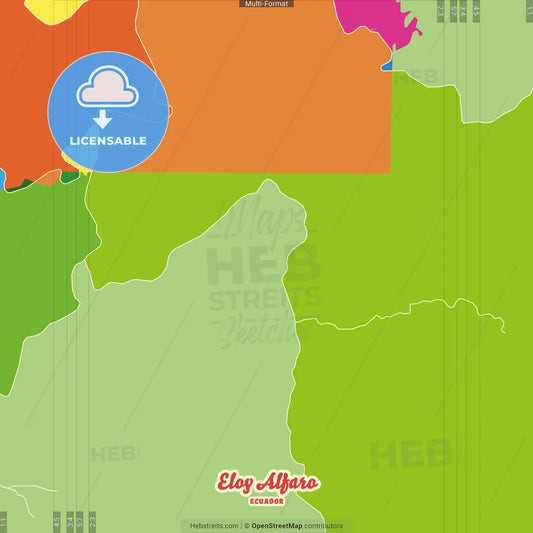 Eloy Alfaro, Ecuador Crazy Colorful Street Map Poster Template