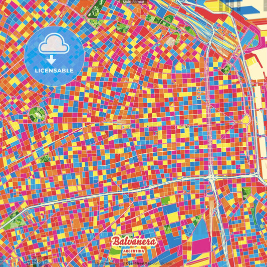 Balvanera, Argentina Crazy Colorful Street Map Poster Template