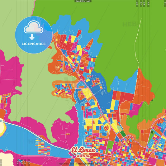 El Limon, Venezuela Crazy Colorful Street Map Poster Template
