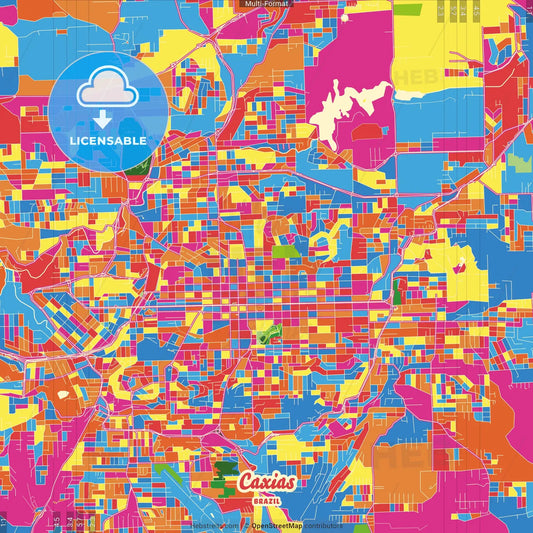 Caxias, Brazil Crazy Colorful Street Map Poster Template