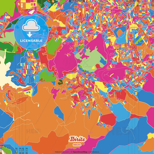 Ibirite, Brazil Crazy Colorful Street Map Poster Template