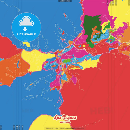 Los Teques, Venezuela Crazy Colorful Street Map Poster Template