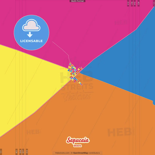 Sapucaia, Brazil Crazy Colorful Street Map Poster Template