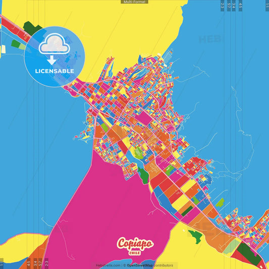 Copiapo, Chile Crazy Colorful Street Map Poster Template