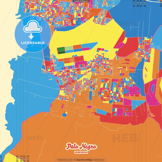 Palo Negro, Venezuela Crazy Colorful Street Map Poster Template