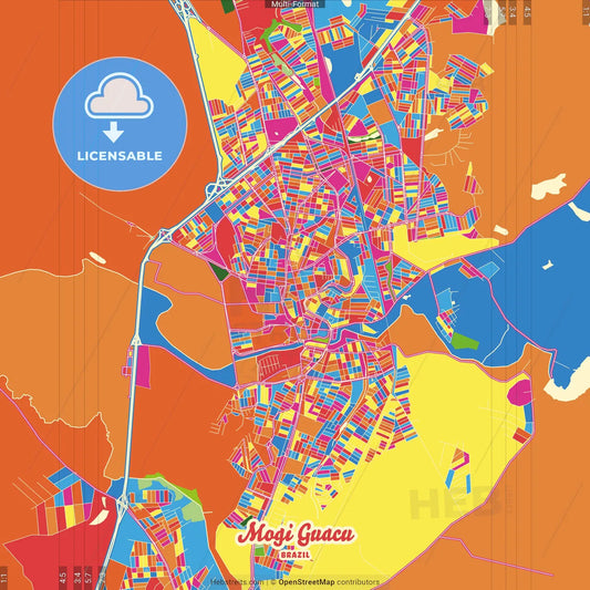 Mogi Guacu, Brazil Crazy Colorful Street Map Poster Template