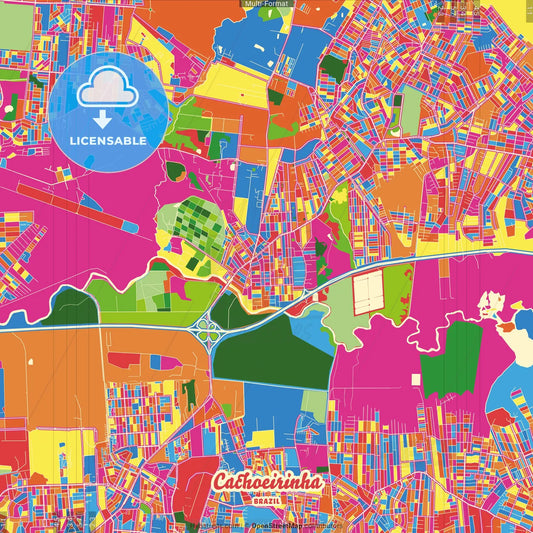 Cachoeirinha, Brazil Crazy Colorful Street Map Poster Template