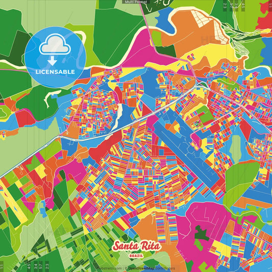 Santa Rita, Brazil Crazy Colorful Street Map Poster Template