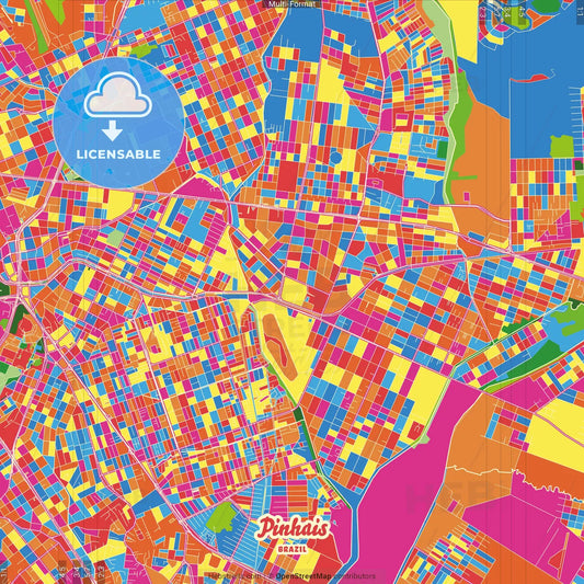 Pinhais, Brazil Crazy Colorful Street Map Poster Template
