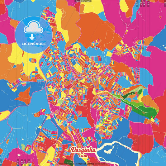 Varginha, Brazil Crazy Colorful Street Map Poster Template