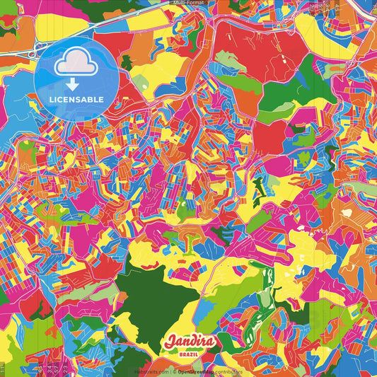 Jandira, Brazil Crazy Colorful Street Map Poster Template