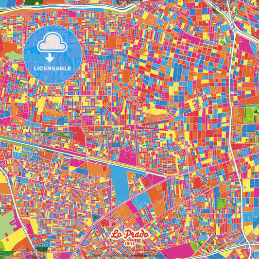 Lo Prado, Chile Crazy Colorful Street Map Poster Template