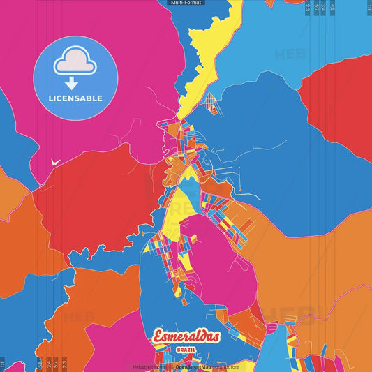 Esmeraldas, Brazil Crazy Colorful Street Map Poster Template