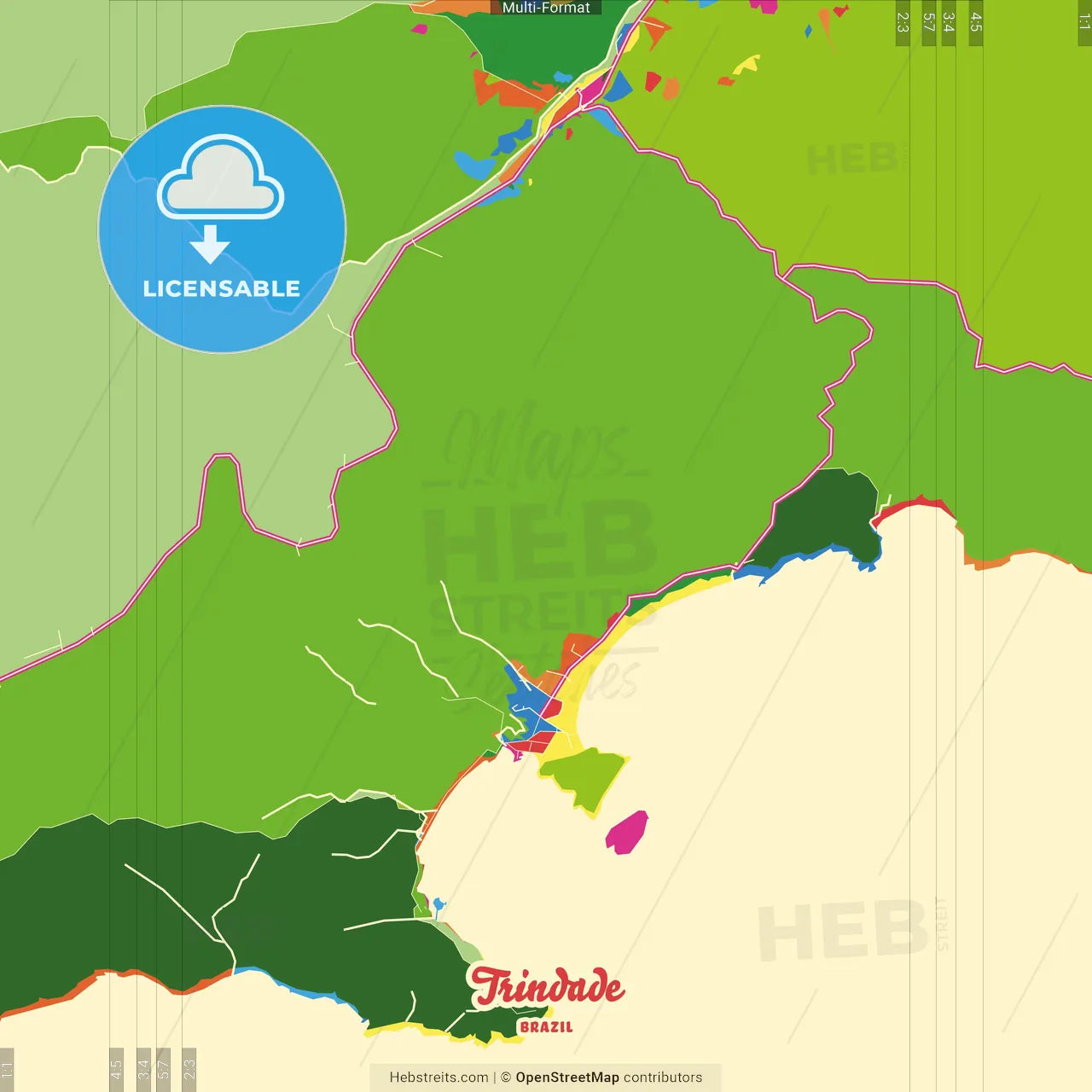 Trindade, Brazil Crazy Colorful Street Map Poster Template