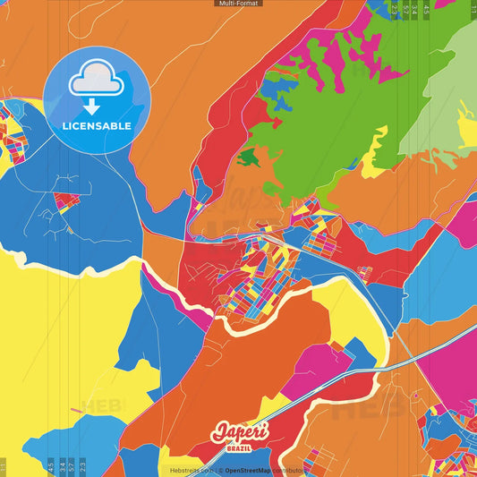 Japeri, Brazil Crazy Colorful Street Map Poster Template