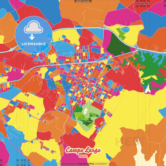Campo Largo, Brazil Crazy Colorful Street Map Poster Template