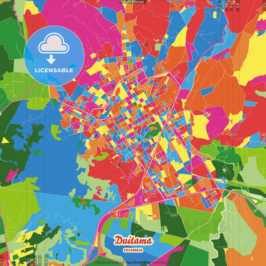 Duitama, Colombia Crazy Colorful Street Map Poster Template