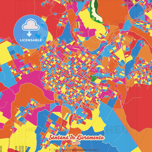 Santana do Livramento, Brazil Crazy Colorful Street Map Poster Template