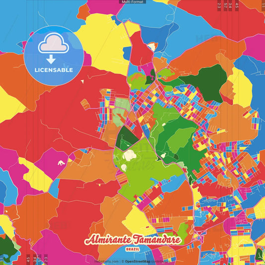 Almirante Tamandare, Brazil Crazy Colorful Street Map Poster Template