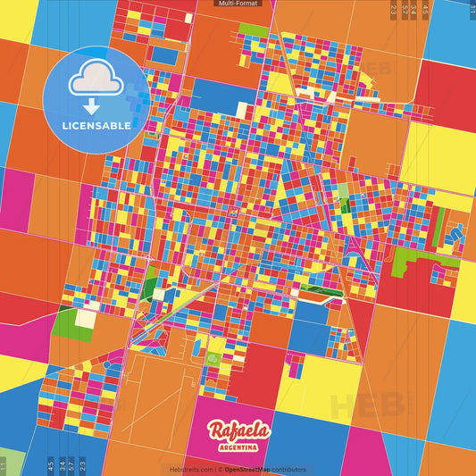 Rafaela, Argentina Crazy Colorful Street Map Poster Template