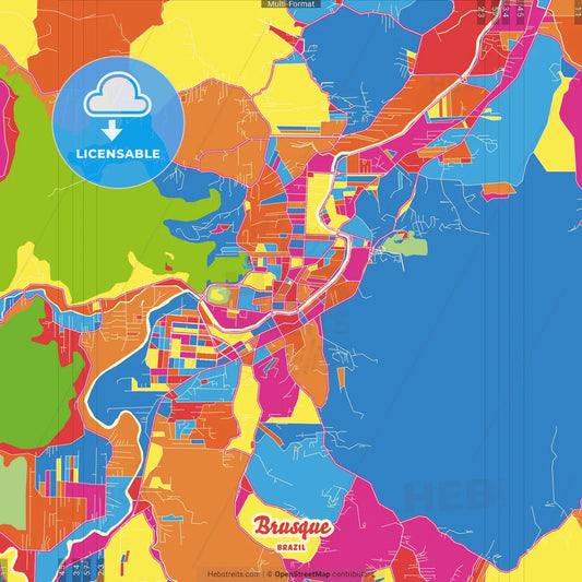 Brusque, Brazil Crazy Colorful Street Map Poster Template