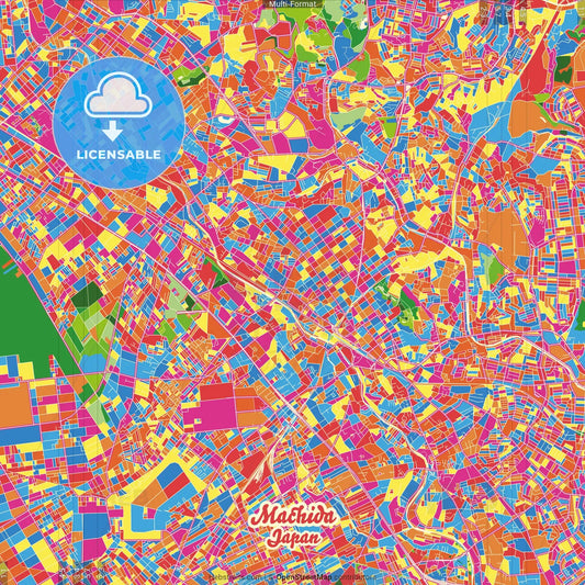 Machida, Tokyo, Japan Crazy Colorful Street Map Poster Template