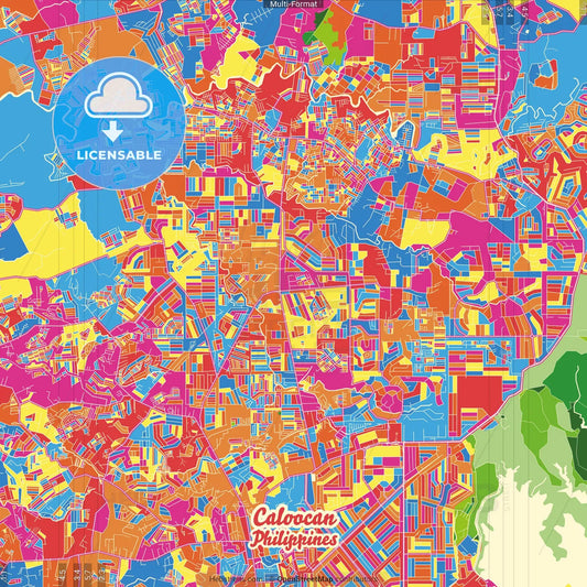 Caloocan, Philippines Crazy Colorful Street Map Poster Template