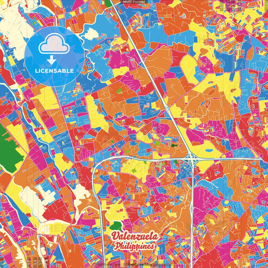 Valenzuela, Philippines Crazy Colorful Street Map Poster Template