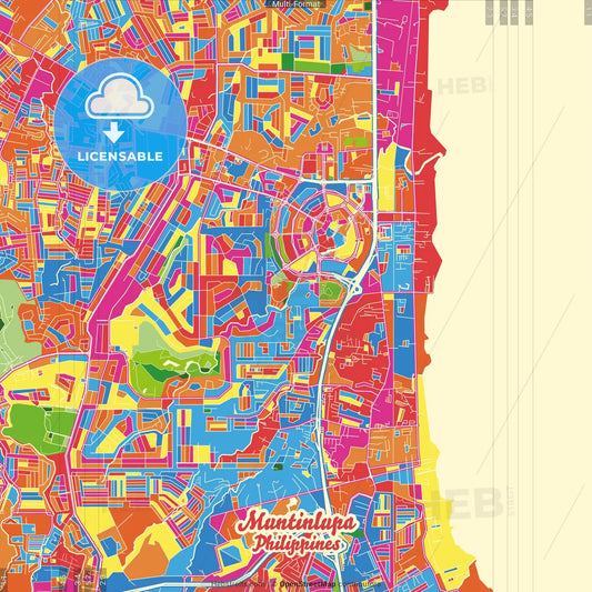 Muntinlupa, Philippines Crazy Colorful Street Map Poster Template