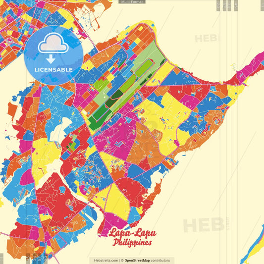 Lapu‑Lapu, Cebu, Philippines Crazy Colorful Street Map Poster Template