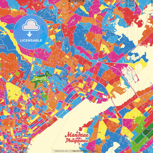 Mandaue, Cebu, Philippines Crazy Colorful Street Map Poster Template
