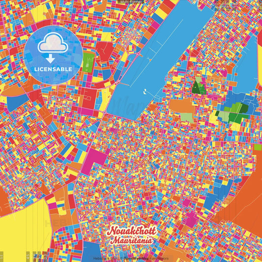 Nouakchott, Mauritania Crazy Colorful Street Map Poster Template