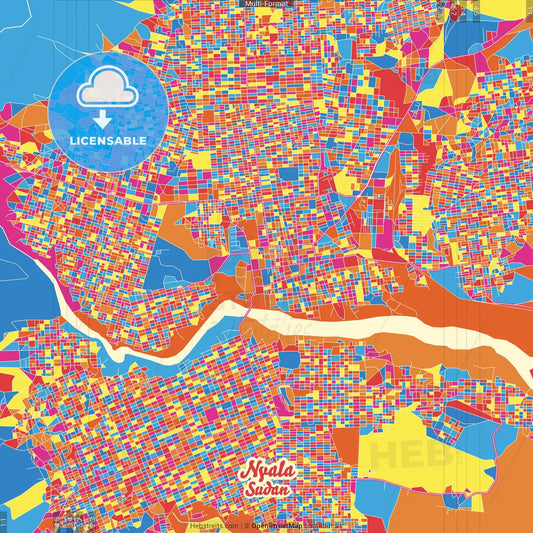 Nyala, Sudan Crazy Colorful Street Map Poster Template