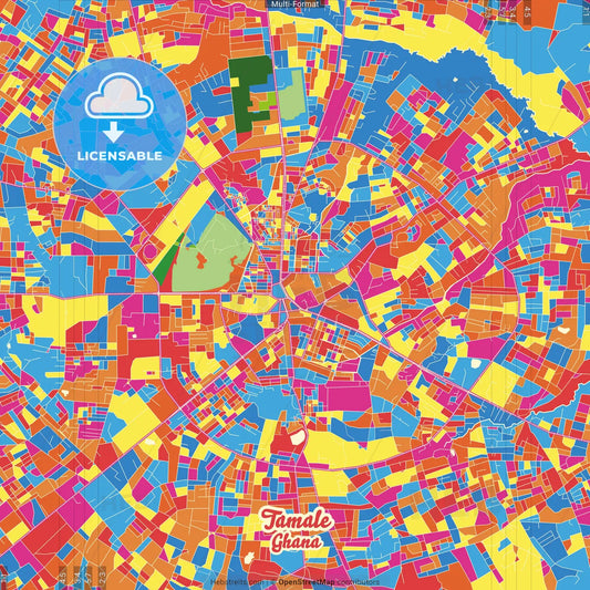 Tamale, Ghana Crazy Colorful Street Map Poster Template